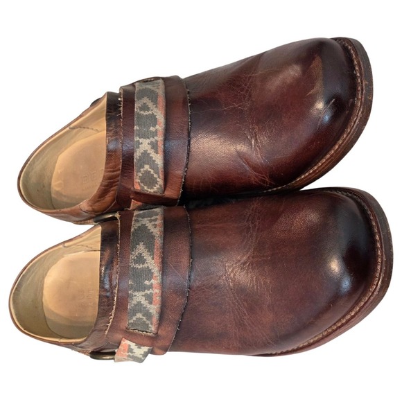 Bed Stu Brown Leather Square Toe Buckle Strap Clogs Mules Women US 8.5 - Picture 9 of 13